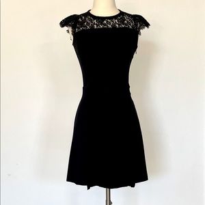 Red Valentino Black Knit Dress With Bow, Ruffle and Lace Details Size XS